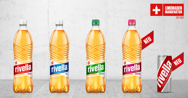 Rivella Marken-Relaunch Flaschen Dose