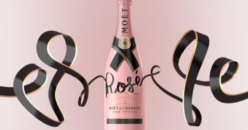 Eine Flasche der neuen „Rosé Treasured Ties“ Collection von Moët & Chandon