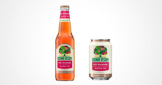 Flasche und Dose des neuen Somersby Red Rhubar