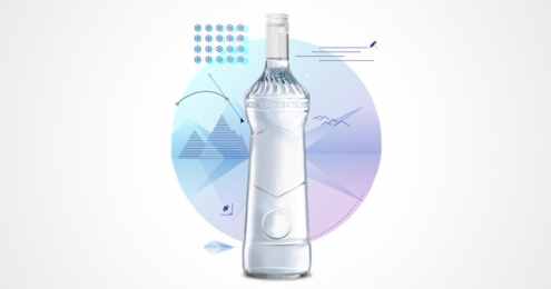 Die blanke Wodka Gorbatschow Flasche für den Design-Wettbewerb 2019