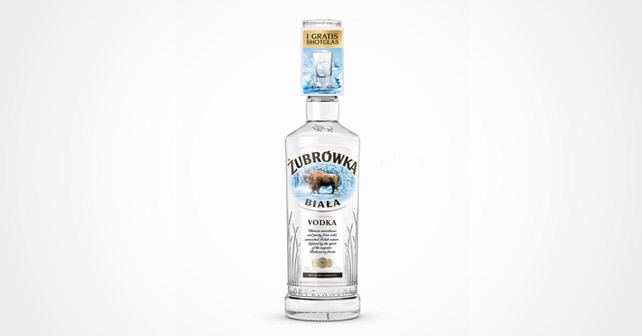 Żubrówka Biała Vodka Onpack mit Shotglas