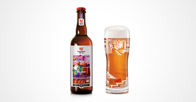 Stiegl-Hausbier „Zoelibat“ Flasche und Glas