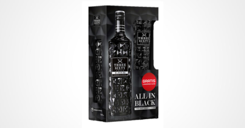 Three sixty vodka onpack schwarzes Glas