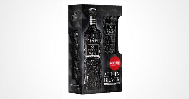 Three sixty vodka onpack schwarzes Glas