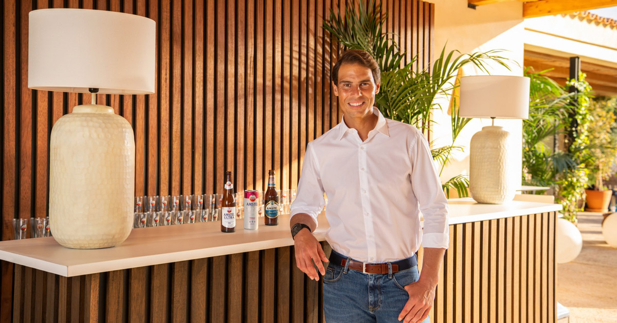 rafael nadal with amstel beer