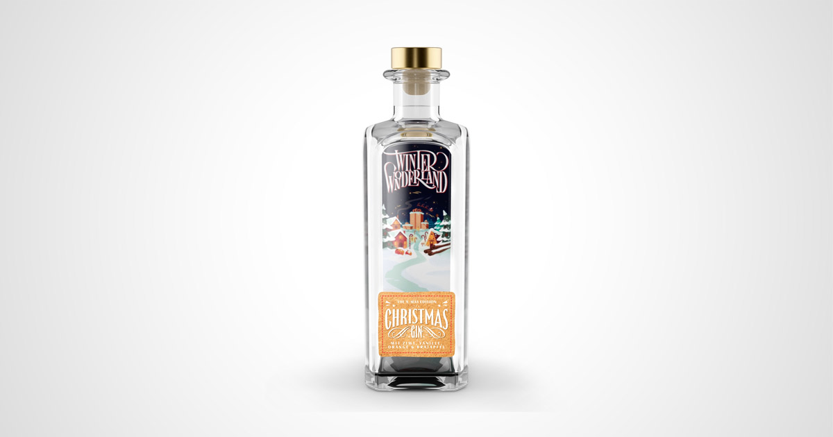 Winter Wonderland Christmas Gin Flasche