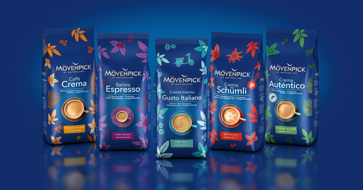Mövenpick neuem Umfassender von Gewand: Geschmack in Bester Kaffee Design-Relaunch