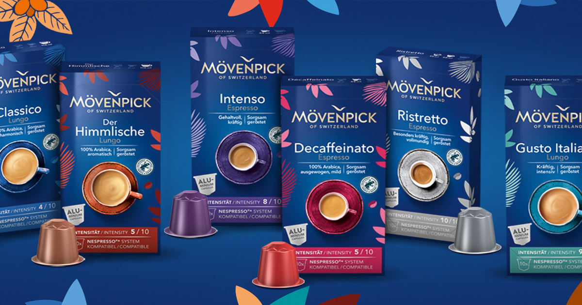 Mövenpick präsentiert neue Aluminiumkapseln in sieben Röstkaffeesorten