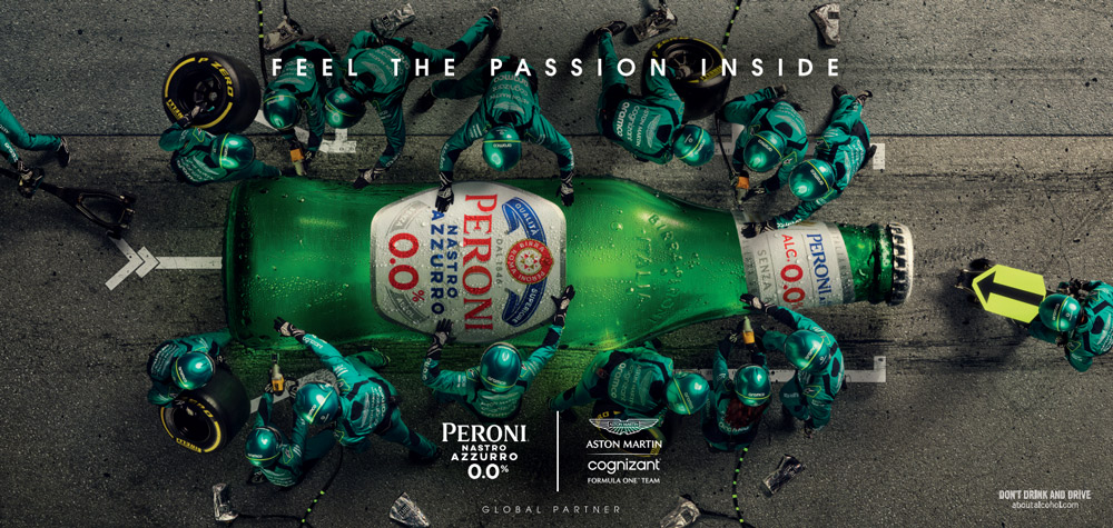 Peroni Nastro Azzurro 0.0% und das Aston Martin Formel 1™ Team präsentieren  „IL PITSTOP“ - about-drinks.com