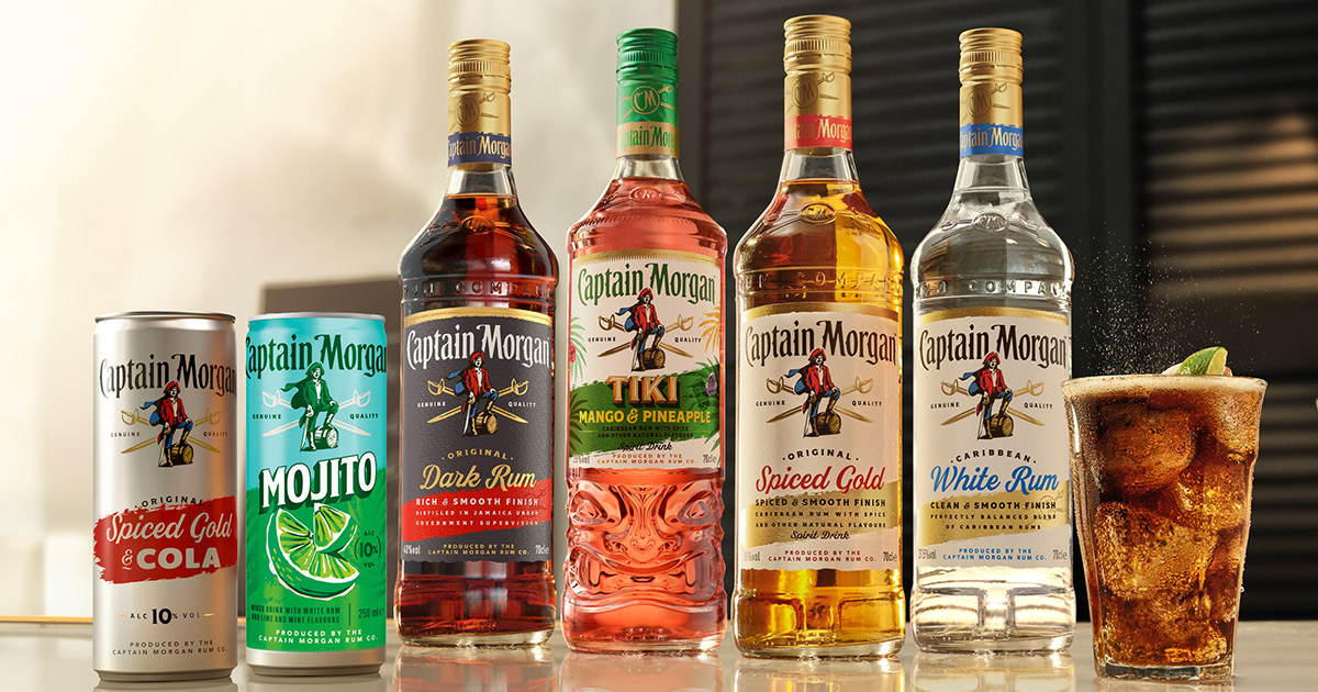 DIAGEO verpasst der Captain Morgan Markenfamilie ein neues, frisches Design